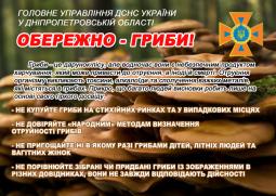 Експрес-інформація Головного управління ДСНС України у Дніпропетровській області щодо попередження отруєння населення дикорослими грибами