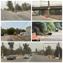 Триває поточний ремонту автошляху (Дніпровське шосе), ведуться роботи з відновлення пішохідного тротуару, встановлено лавки для відпочинку